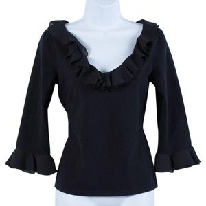 Jones New York Black Ruffled Black Top